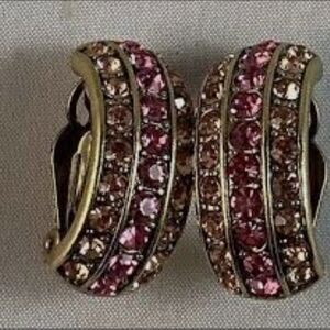 Heidi Daus "Chain Of Events" Pink and Gold Crystal Earrings